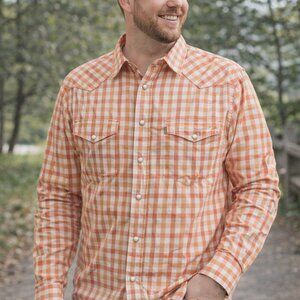 Levi’s Modern Orange & White Gingham Western Snap Shirt Men’s Small
